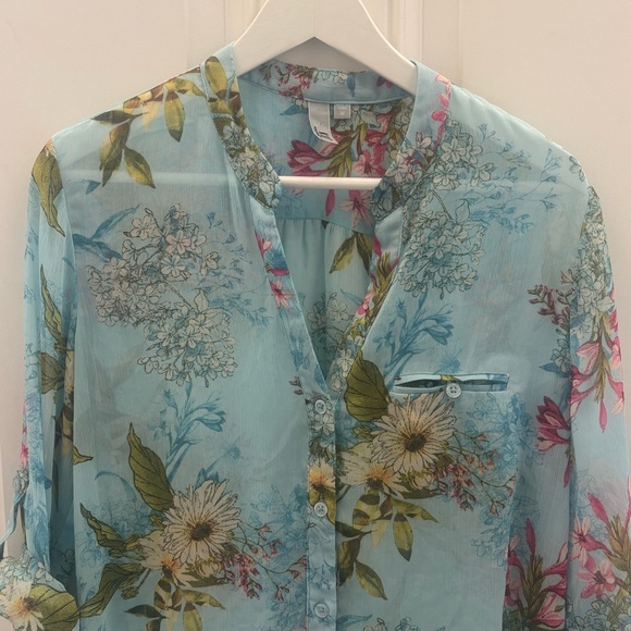 Kut from the Kloth Jasmine Chiffon Button-Up Shirt M - Picture 3 of 11